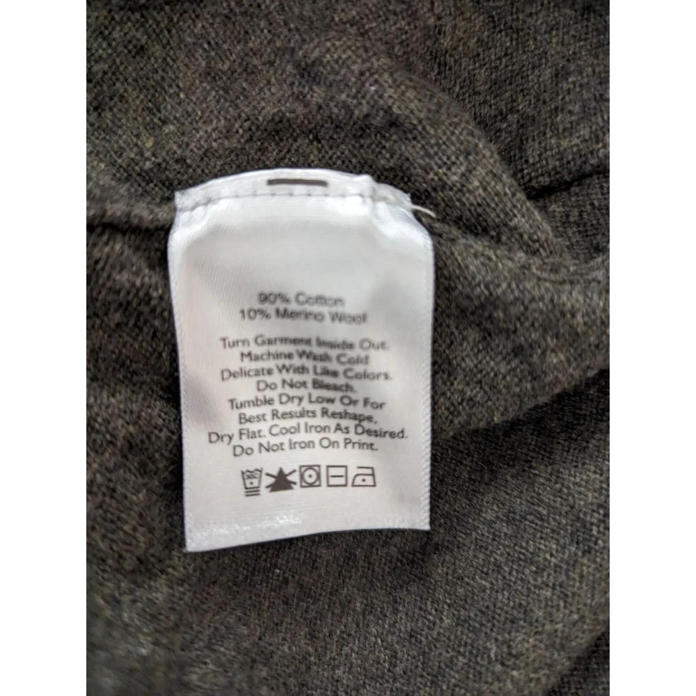 Eddie Bauer Sweater Men 2XL Cotton Merino Wool Long Sleeve V Neck Pullover Gray